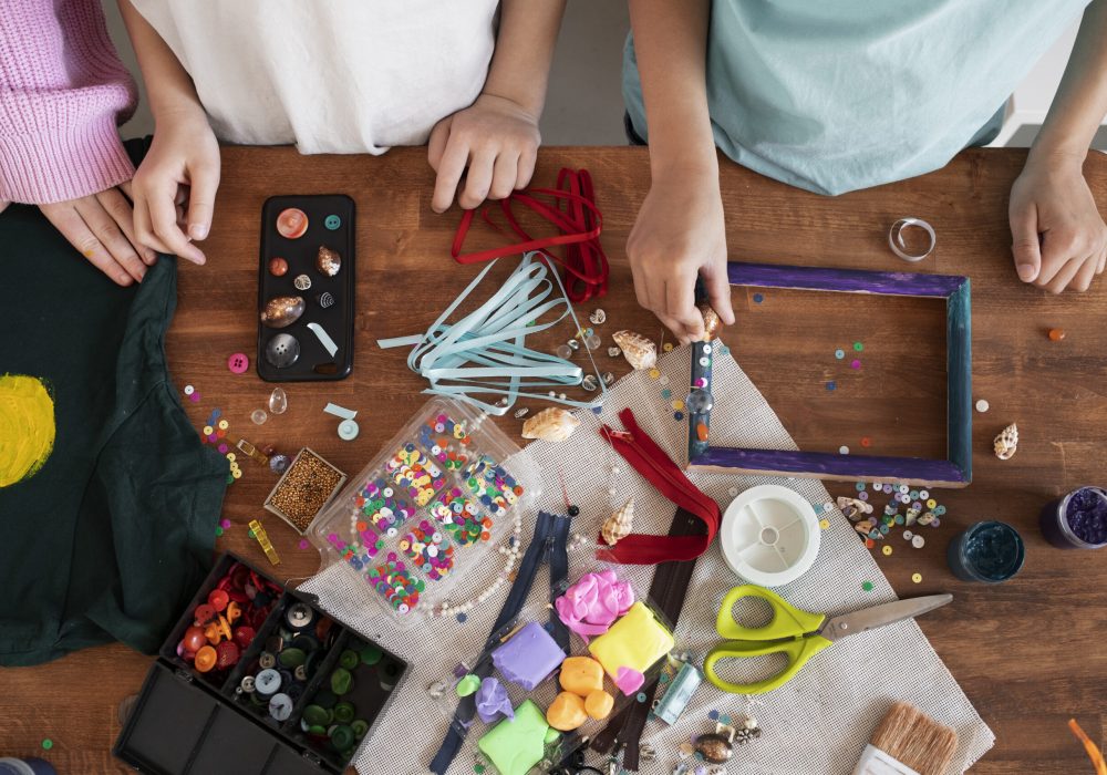 young-children-making-diy-project-from-upcycled-materials